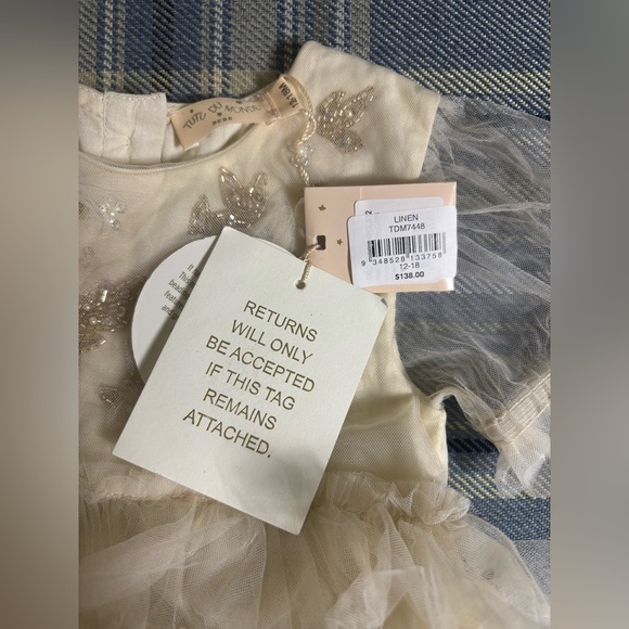 Tutu Du Monde Girl’s Embellished Linen Color Rayne Dress TDM7448 - Picture 4 of 7